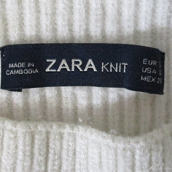 Zara Knit Funnel Neck Ribbed Sweater Angled Hem Small - Picture 6 of 6
